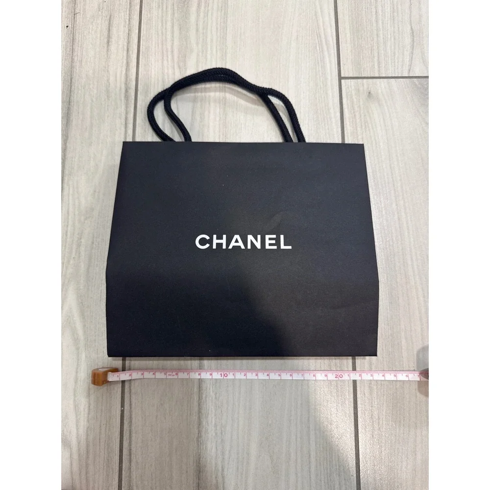 Chanel Small Black Paper Shopping Gift Bag with Rope Handles